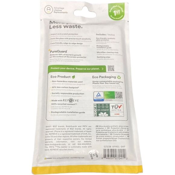 iPhone 13 14 Pro Screen Protector BodyGuardz PRTX Clear Shatterproof Film - Picture 2 of 4